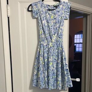 Felicity & Coco Light Blue and Lime Green Floral Mini Dress